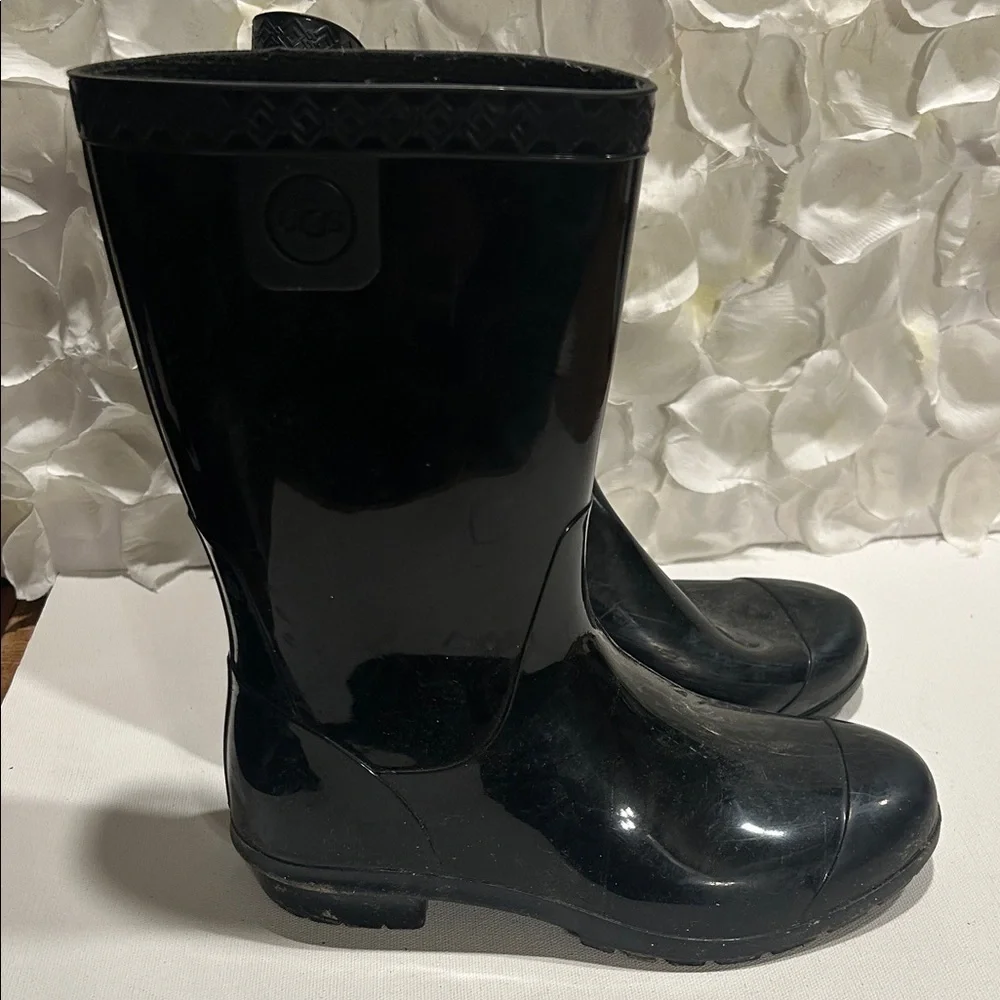 UGG Shiny Black Kids Rain Boots